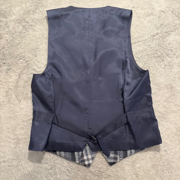 SUITSUPPLY Mens Plaid Silk Linen Cotton Vest‎ Waistcoat Blue White Size 38" - Picture 6 of 9